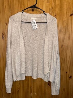 Maurices Light Cream Open-Front Draped Cardigan